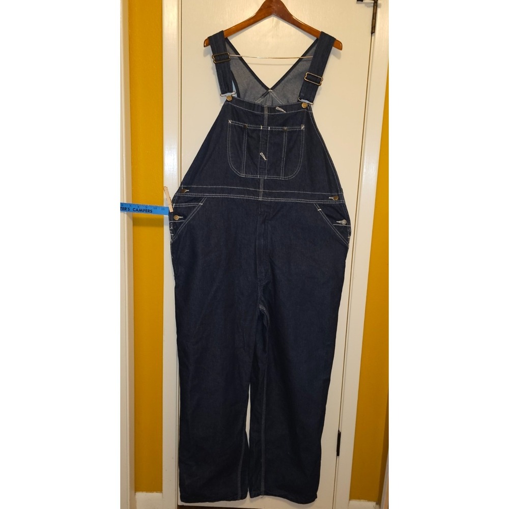 Vintage Sears Roebucks Denim Overalls Mens 46 x 32 Dark Blue Jean Farmer Country